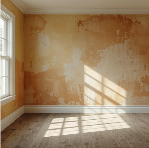 faded or discolored paint on wall