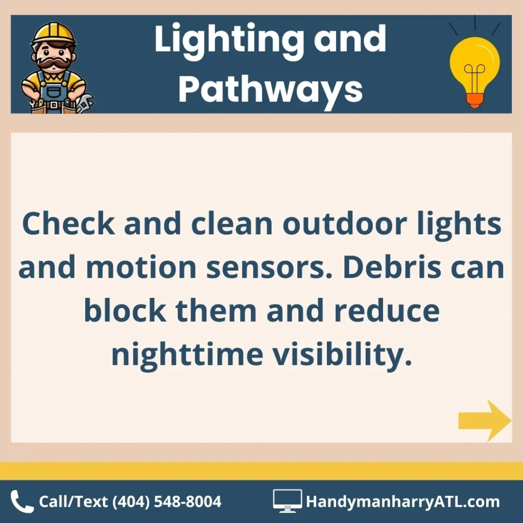 a message board showing a tip for lighting and pathways