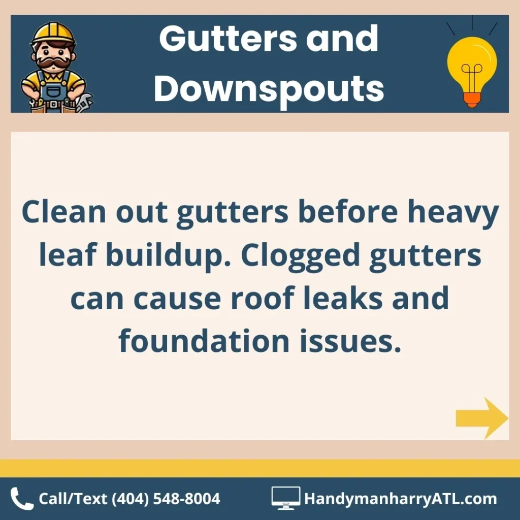 a message board showing a tip for butters and downspouts