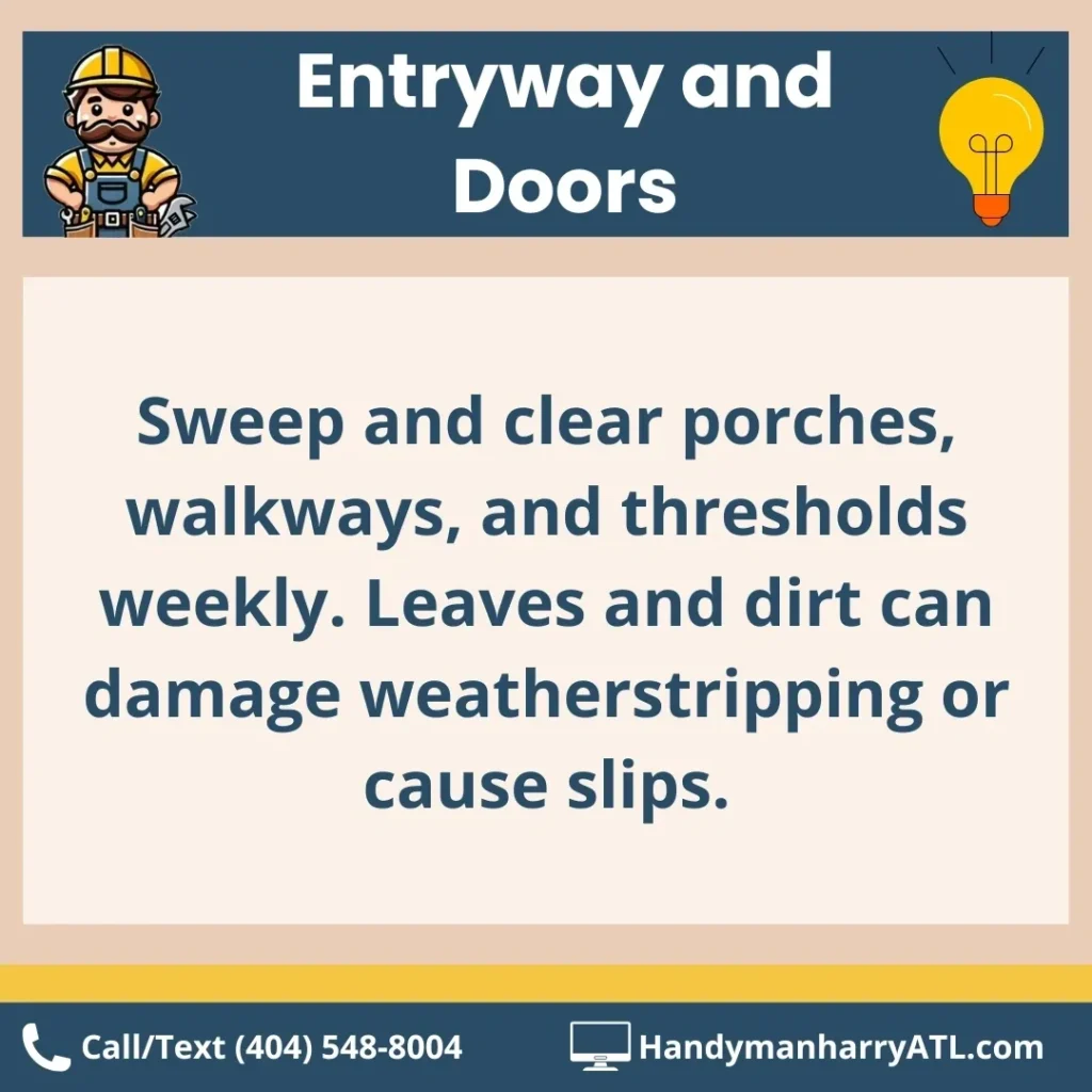 a message board showing a tip for entryways and doors