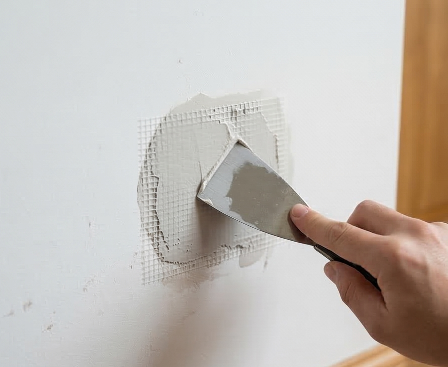 applying first coat of joint compound