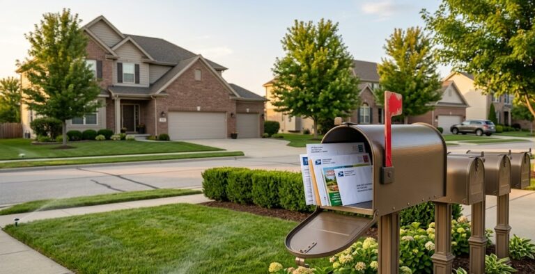 mailbox with neighborhood background