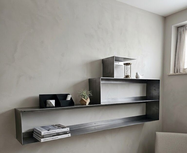 items on top of a metal shelf