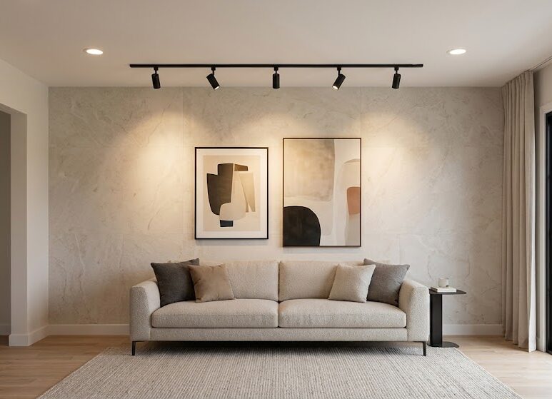 track lightning on top of a sofa