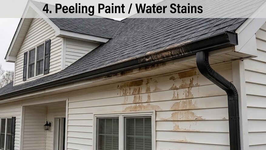 peeling paint on white house